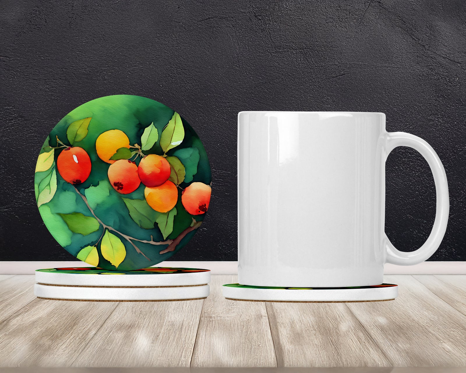 Caroline's Treasures Missouri Hawthorns in Watercolor Large Sandstone Coasters Pack of 4