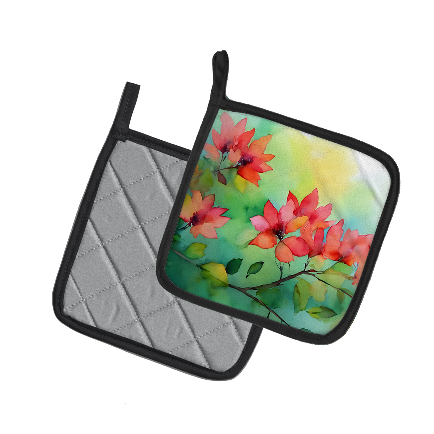 Caroline's Treasures Missouri Hawthorns in Watercolor Pair of Pot Holders