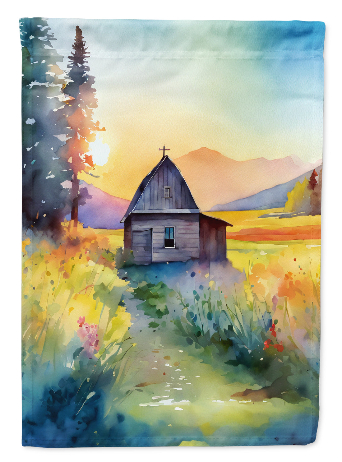 Buy this Montana Bitterroot in Watercolor House Flag