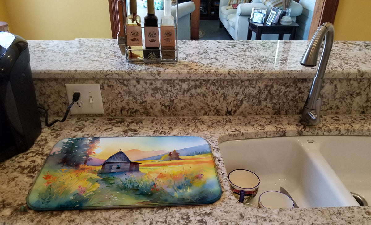 Caroline's Treasures Montana Bitterroot in Watercolor Dish Drying Mat