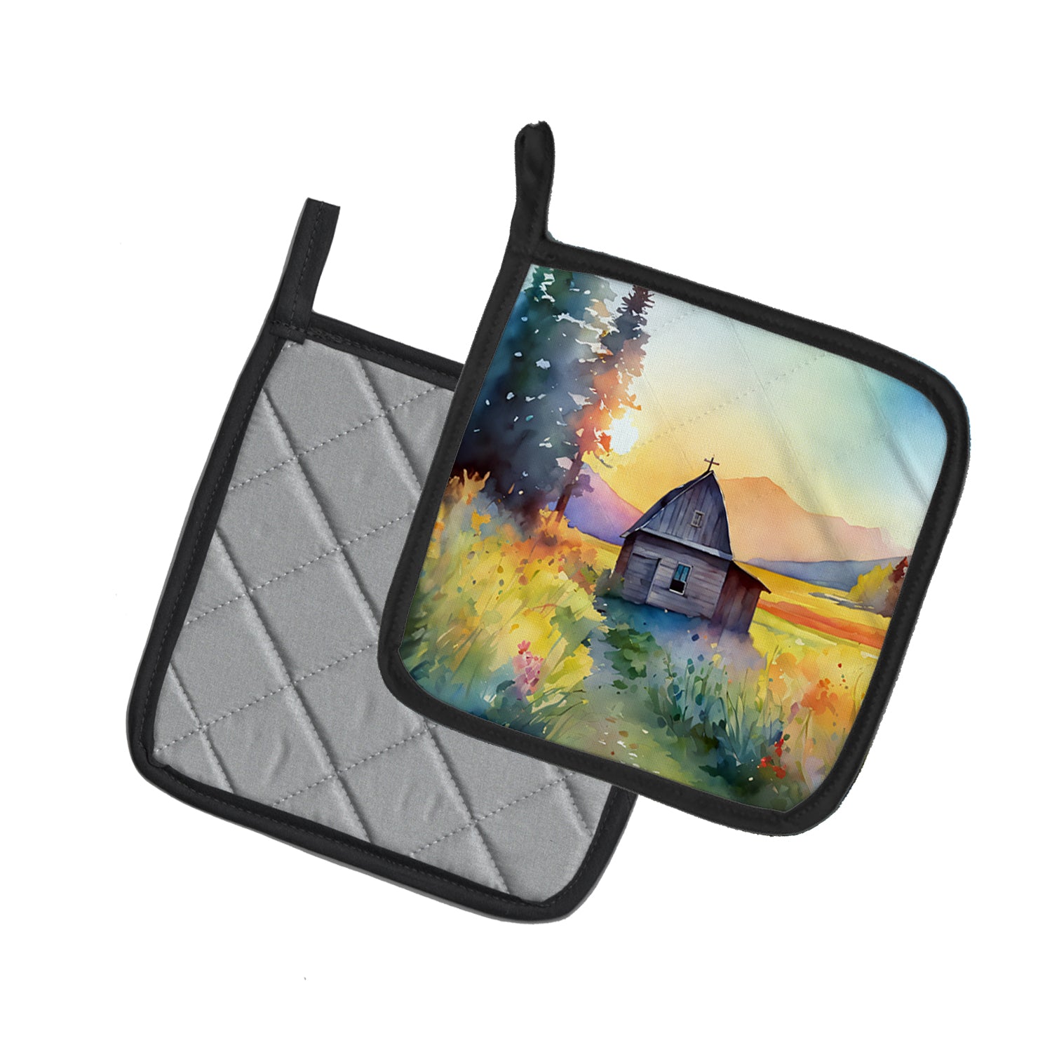 Caroline's Treasures Montana Bitterroot in Watercolor Pair of Pot Holders