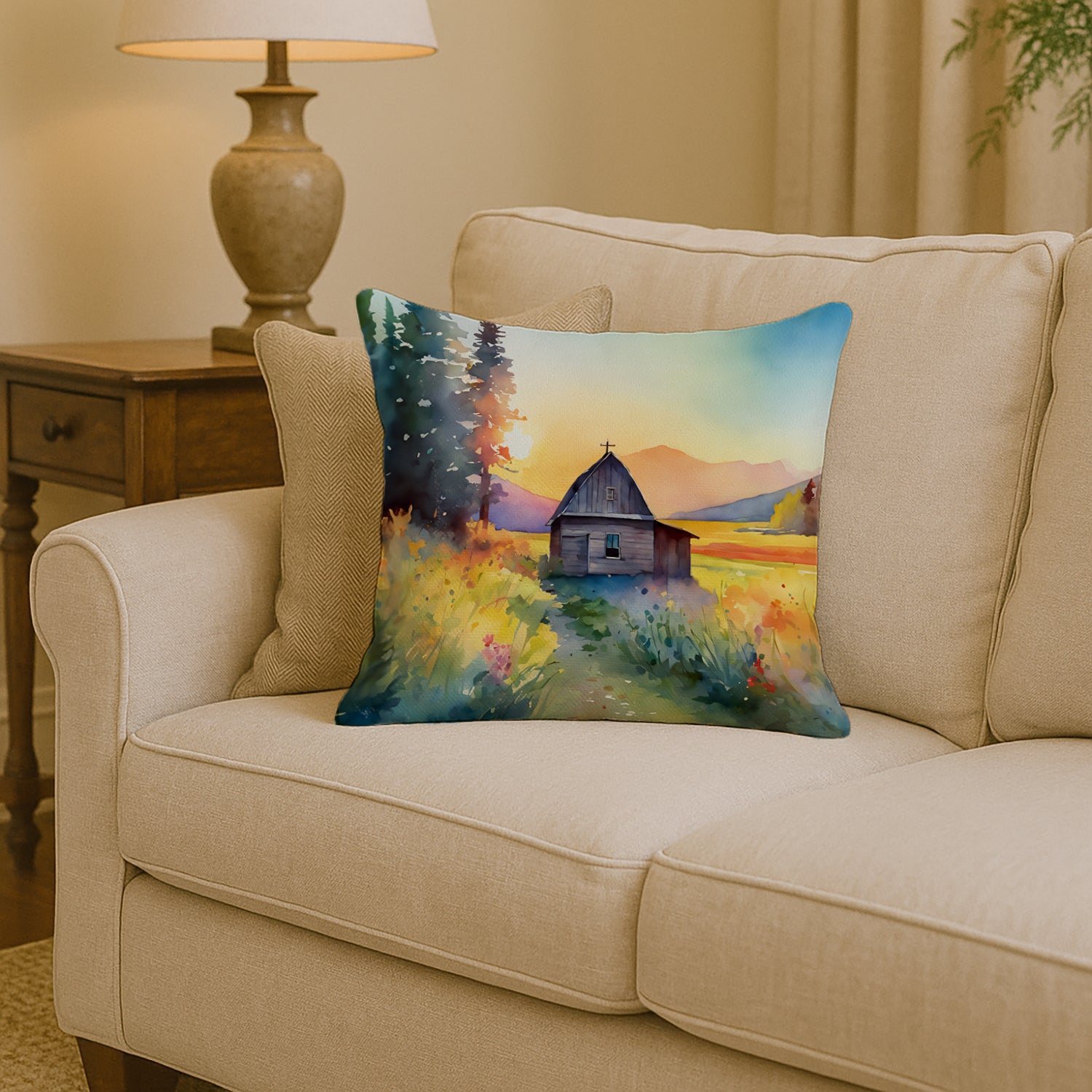 Caroline's Treasures Montana Bitterroot in Watercolor Throw Pillow