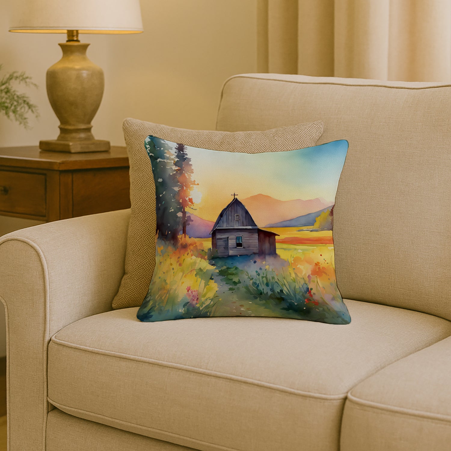 Caroline's Treasures Montana Bitterroot in Watercolor Throw Pillow