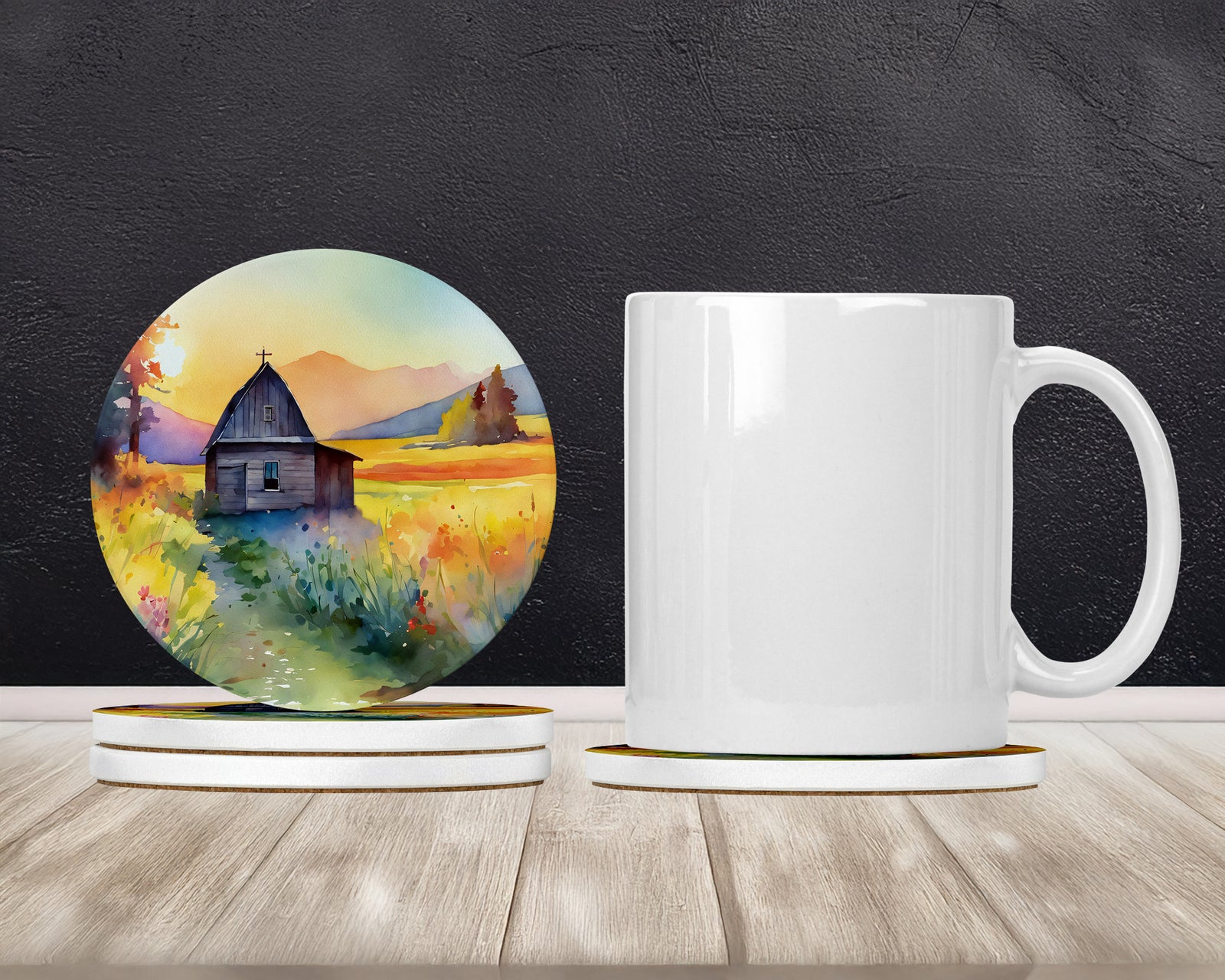 Caroline's Treasures Montana Bitterroot in Watercolor Large Sandstone Coasters Pack of 4