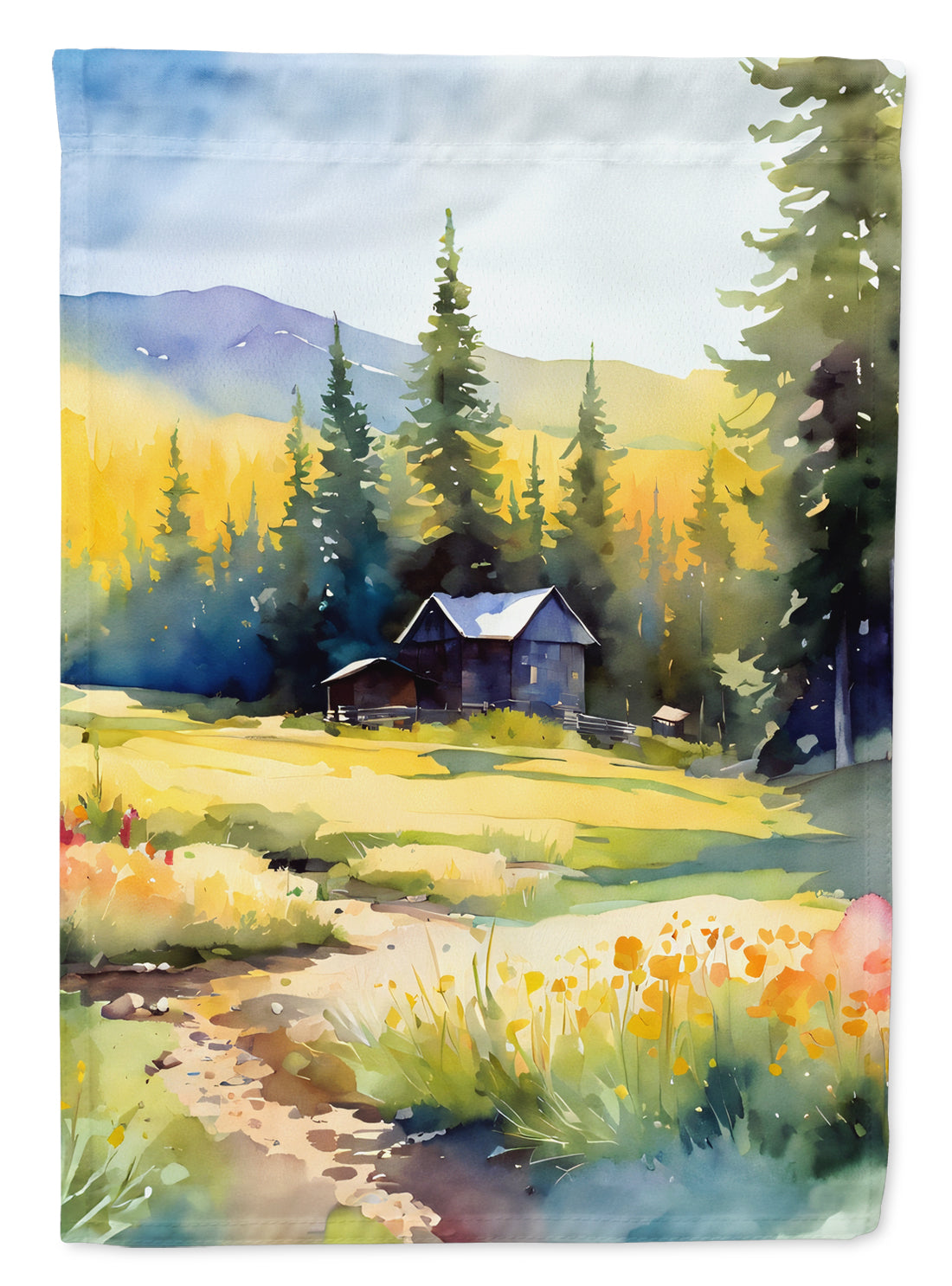 Buy this Montana Bitterroot in Watercolor House Flag