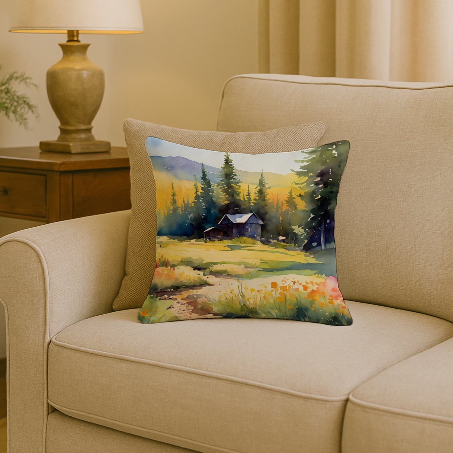 Caroline's Treasures Montana Bitterroot in Watercolor Throw Pillow