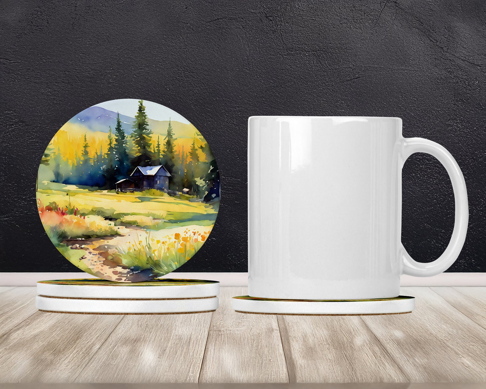 Caroline's Treasures Montana Bitterroot in Watercolor Large Sandstone Coasters Pack of 4