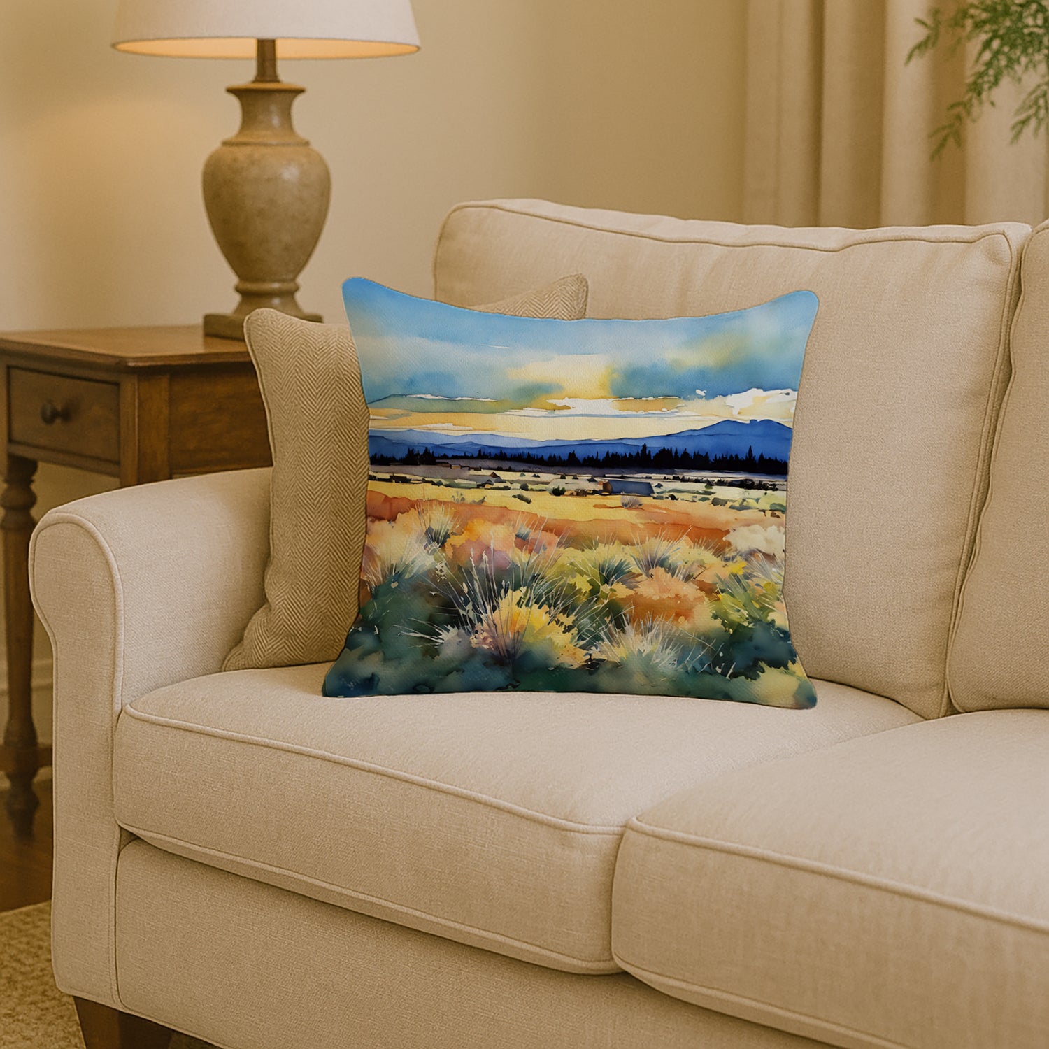Caroline's Treasures Nevada Sagebrush in Watercolor Throw Pillow