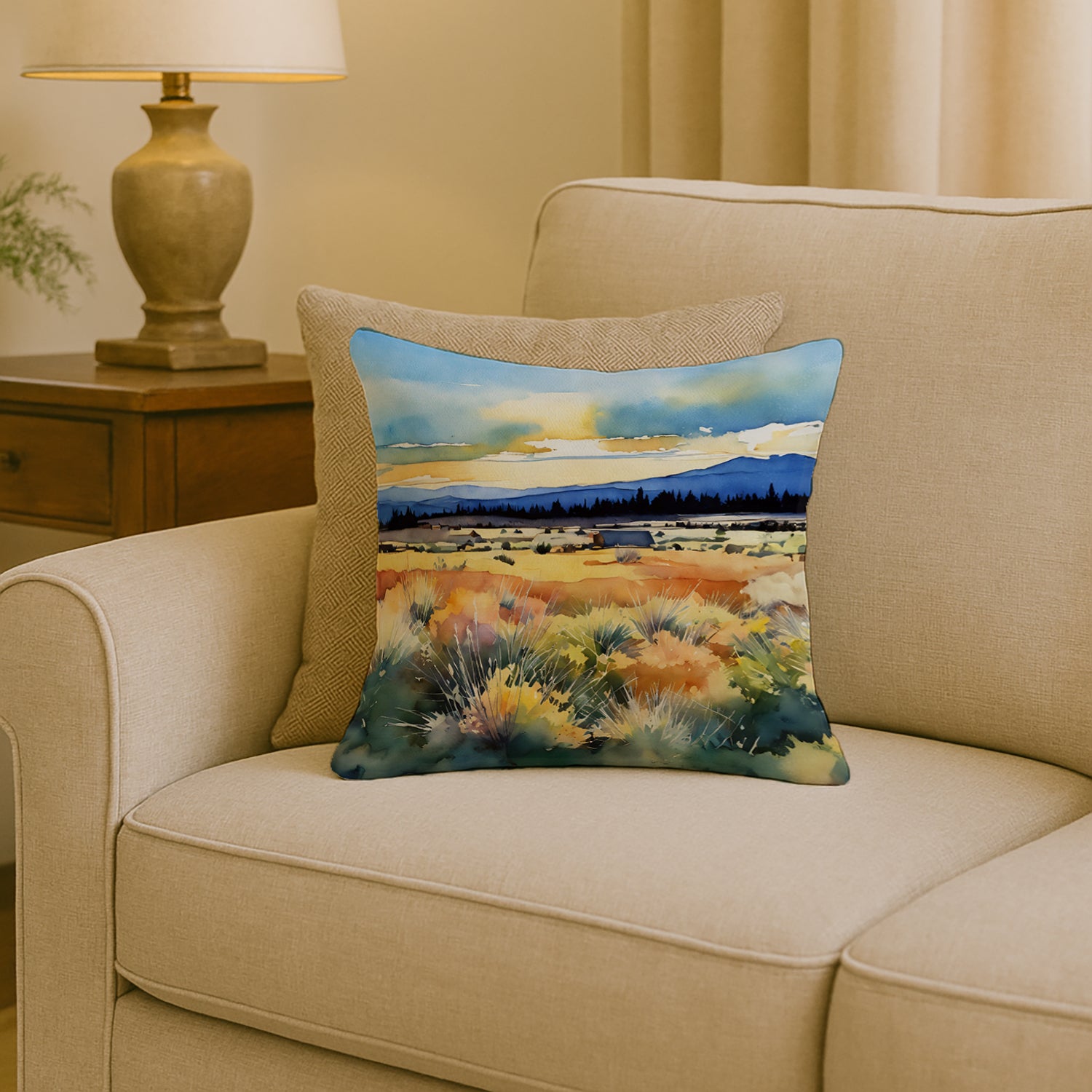 Caroline's Treasures Nevada Sagebrush in Watercolor Throw Pillow