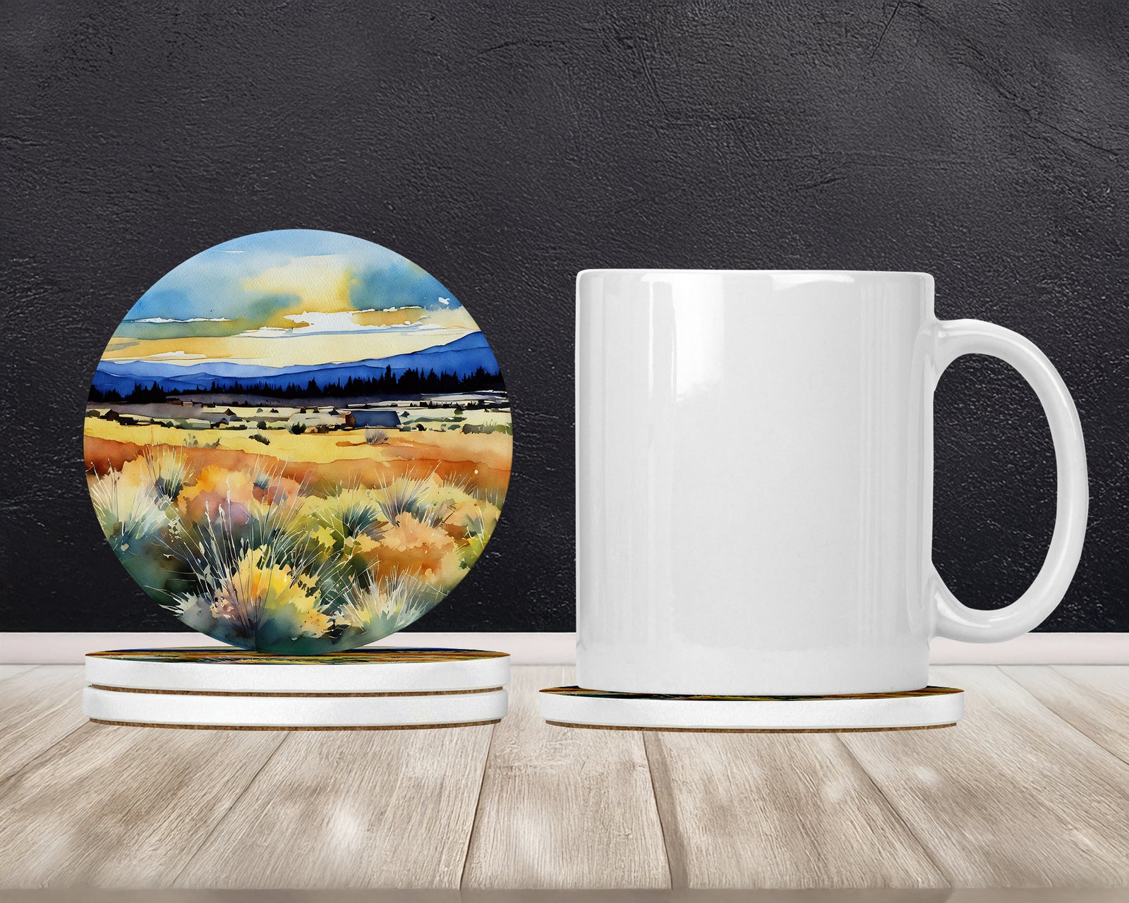 Caroline's Treasures Nevada Sagebrush in Watercolor Large Sandstone Coasters Pack of 4