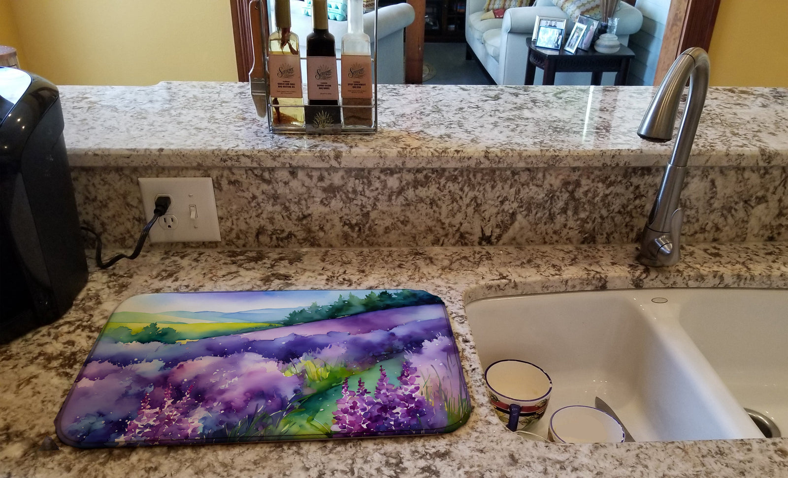 Caroline's Treasures New Hampshire Purple Lilac in Watercolor Dish Drying Mat