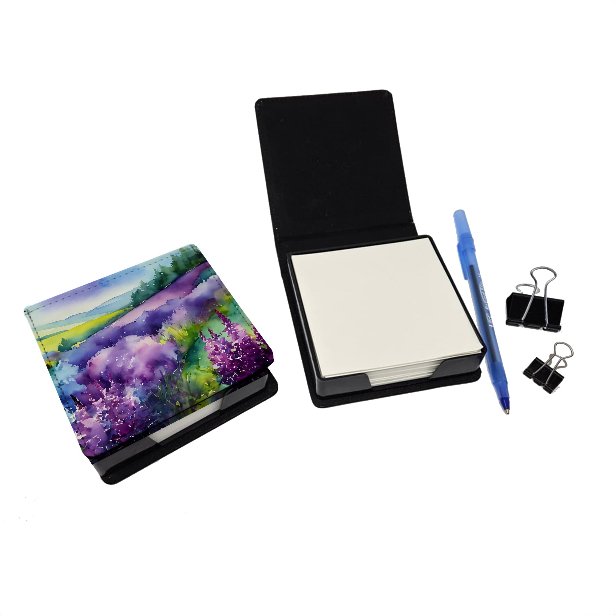 Caroline's Treasures New Hampshire Purple Lilac in Watercolor PU Leather Note Paper Holder
