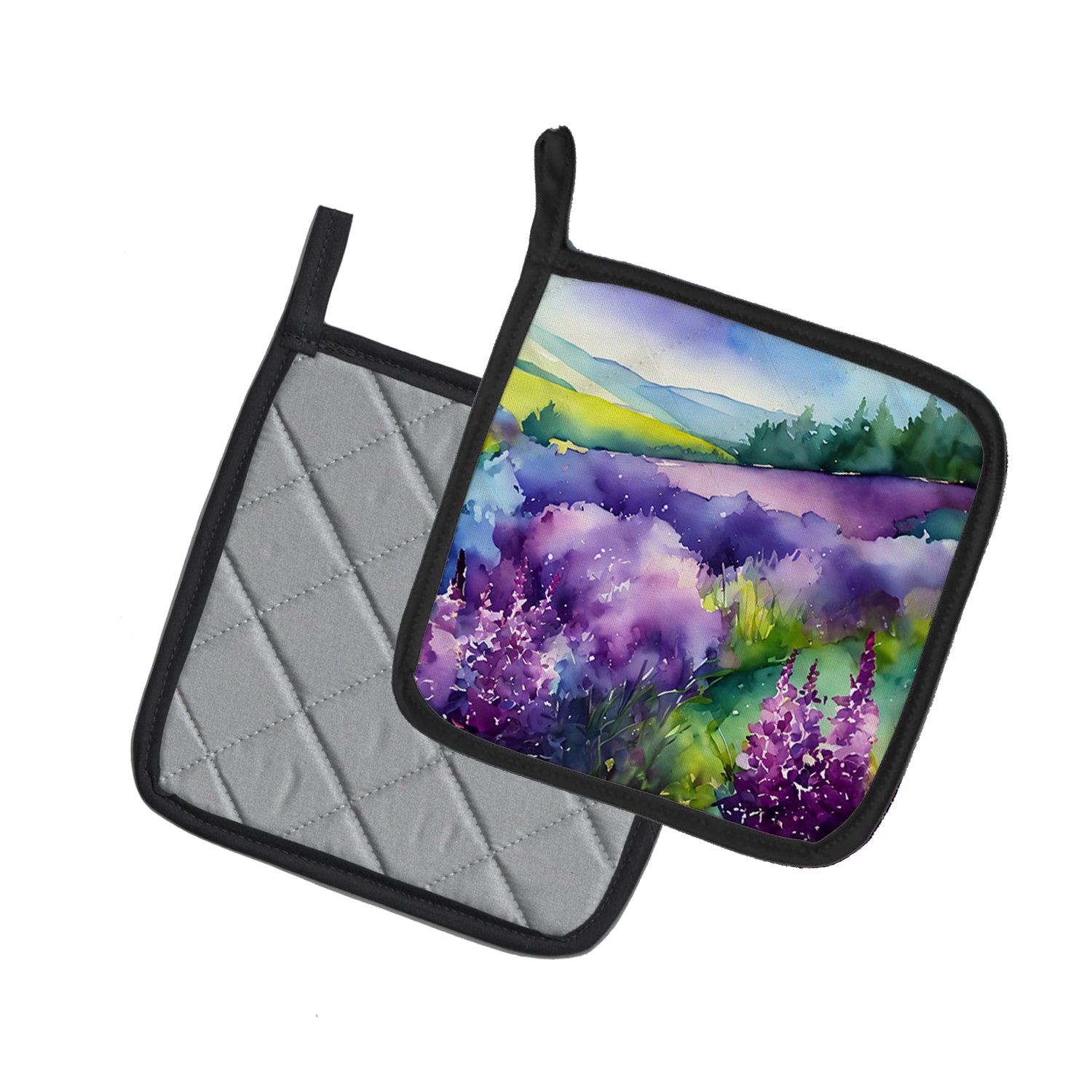 Caroline's Treasures New Hampshire Purple Lilac in Watercolor Pair of Pot Holders