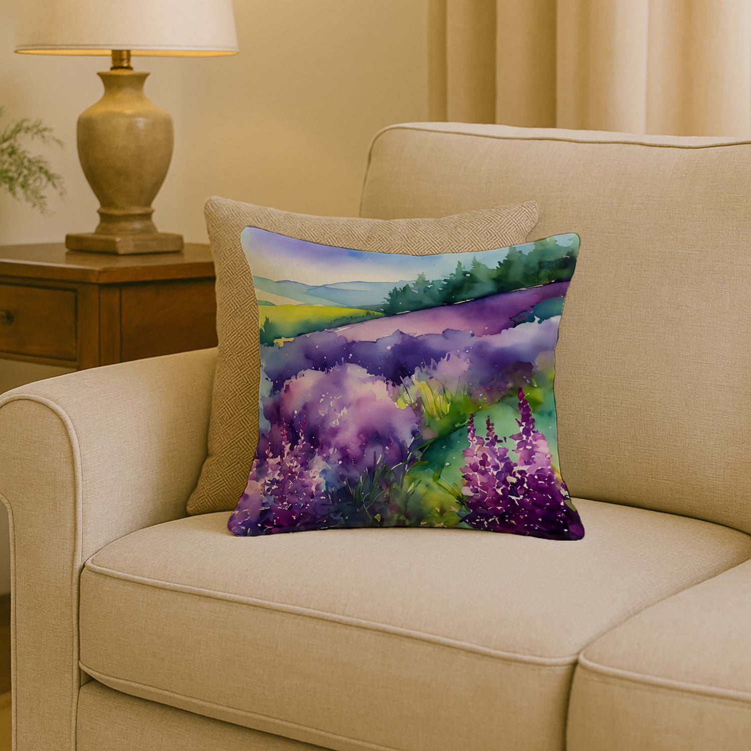 Caroline's Treasures New Hampshire Purple Lilac in Watercolor Throw Pillow