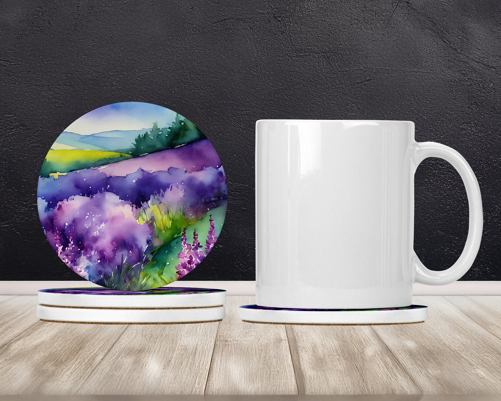 Caroline's Treasures New Hampshire Purple Lilac in Watercolor Large Sandstone Coasters Pack of 4