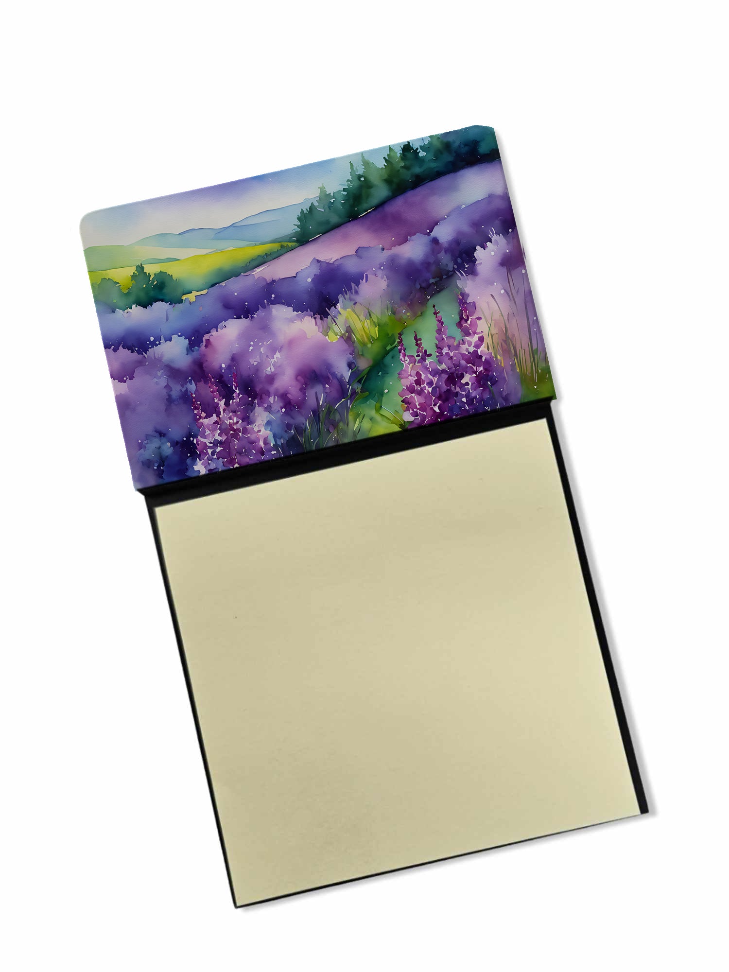 Caroline's Treasures New Hampshire Purple Lilac in Watercolor Sticky Note Holder- Refiilable Desk Accessory Note Pad