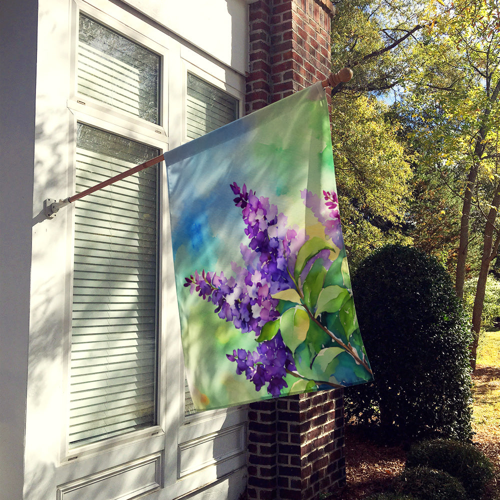 New Hampshire Purple Lilac in Watercolor House Flag