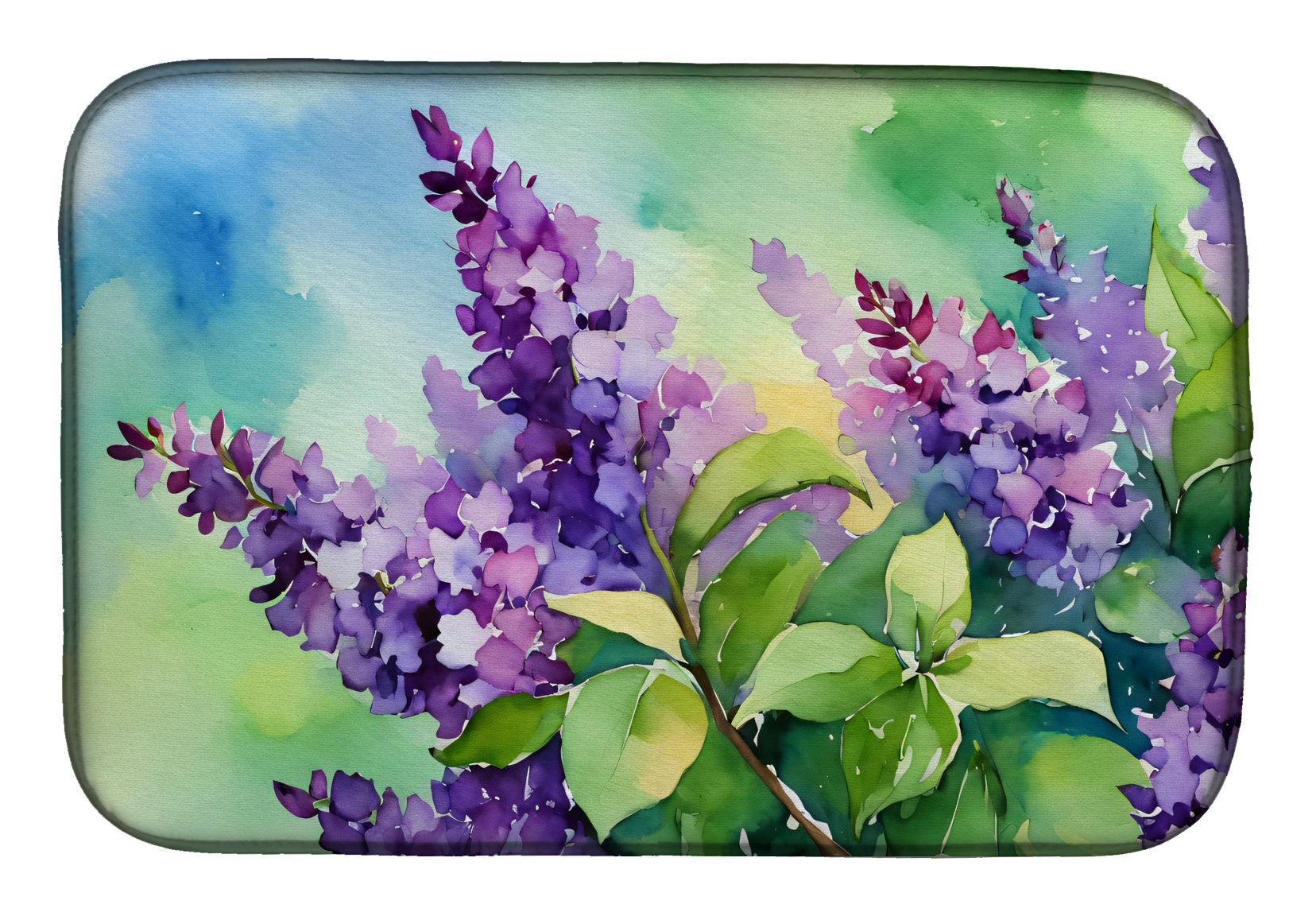 Caroline's Treasures New Hampshire Purple Lilac in Watercolor Dish Drying Mat