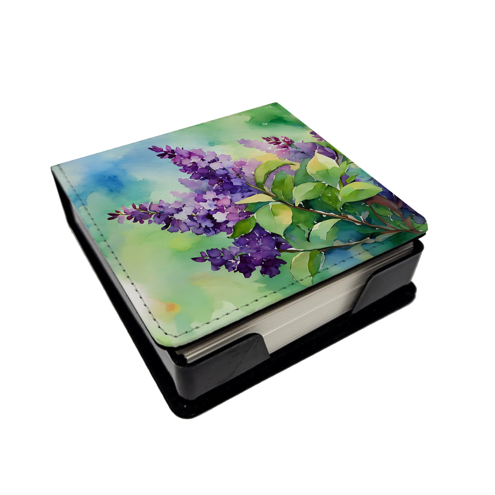 Caroline's Treasures New Hampshire Purple Lilac in Watercolor PU Leather Note Paper Holder