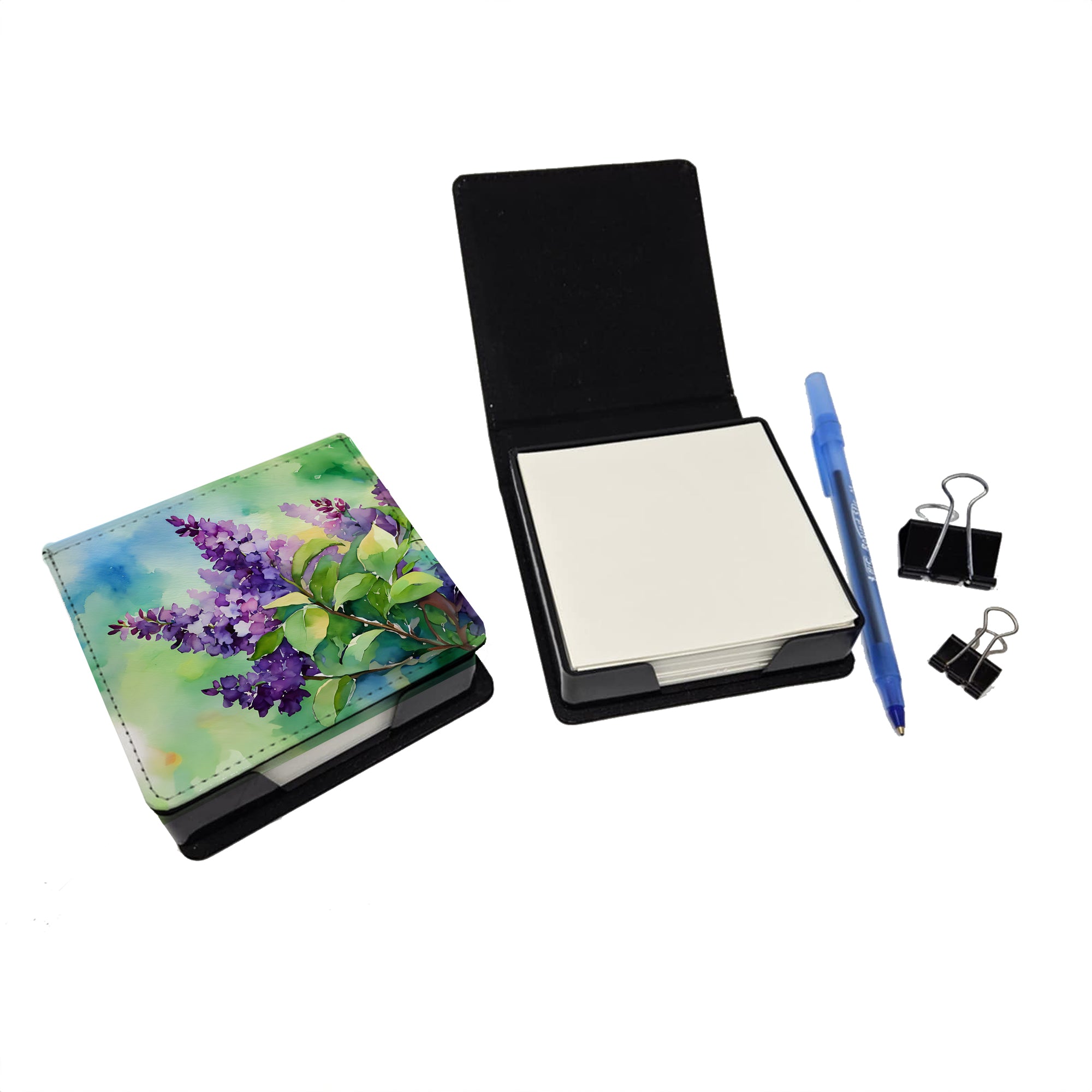 Caroline's Treasures New Hampshire Purple Lilac in Watercolor PU Leather Note Paper Holder