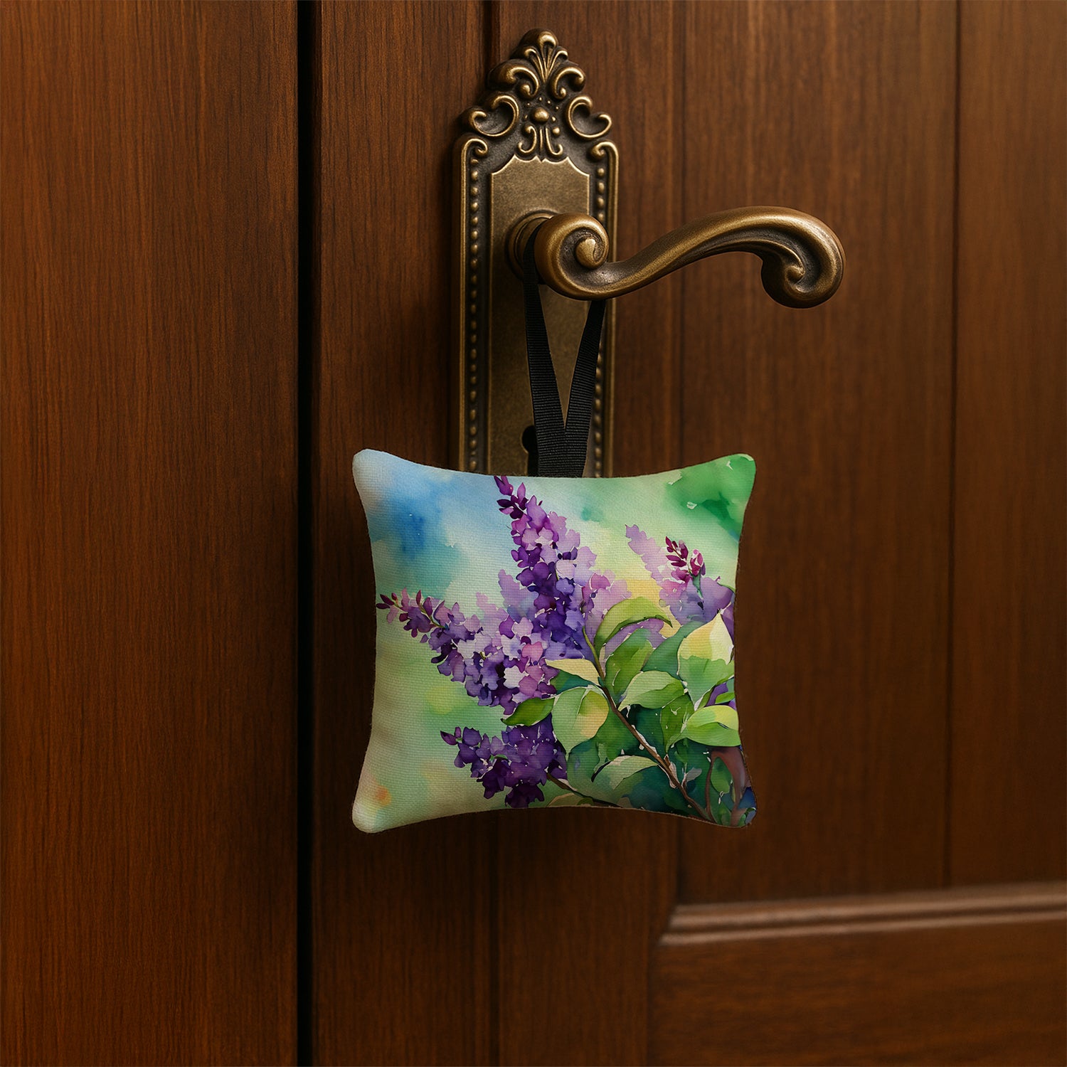 Caroline's Treasures New Hampshire Purple Lilac in Watercolor Hanging Square Fabric Ornament 3.5 × 3.5