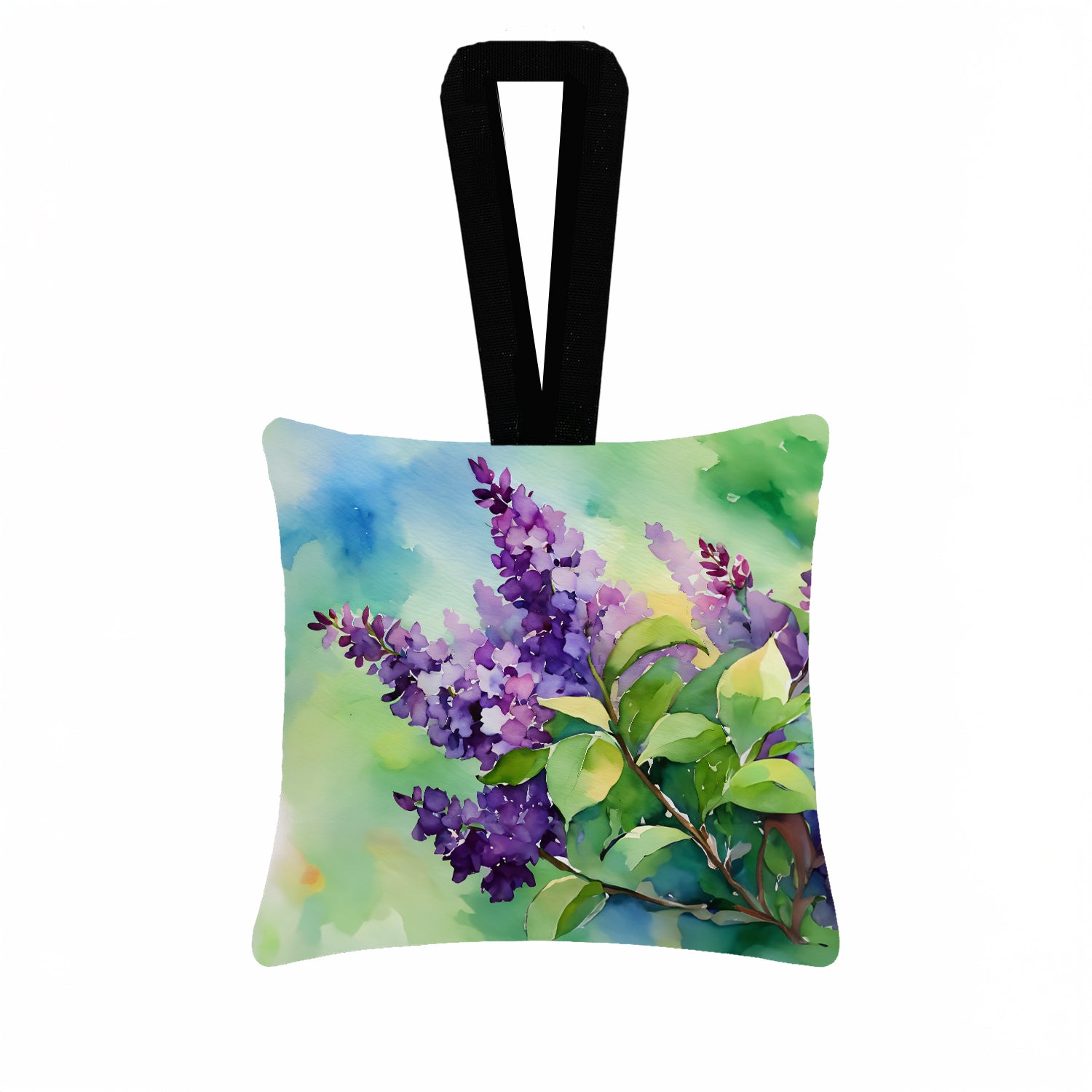 Caroline's Treasures New Hampshire Purple Lilac in Watercolor Hanging Square Fabric Ornament 3.5 × 3.5