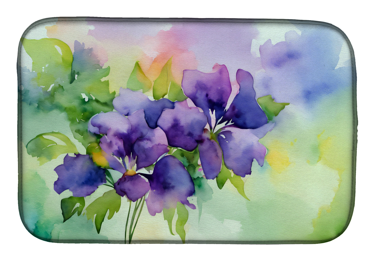 Caroline's Treasures New Jersey Violet in Watercolor Dish Drying Mat