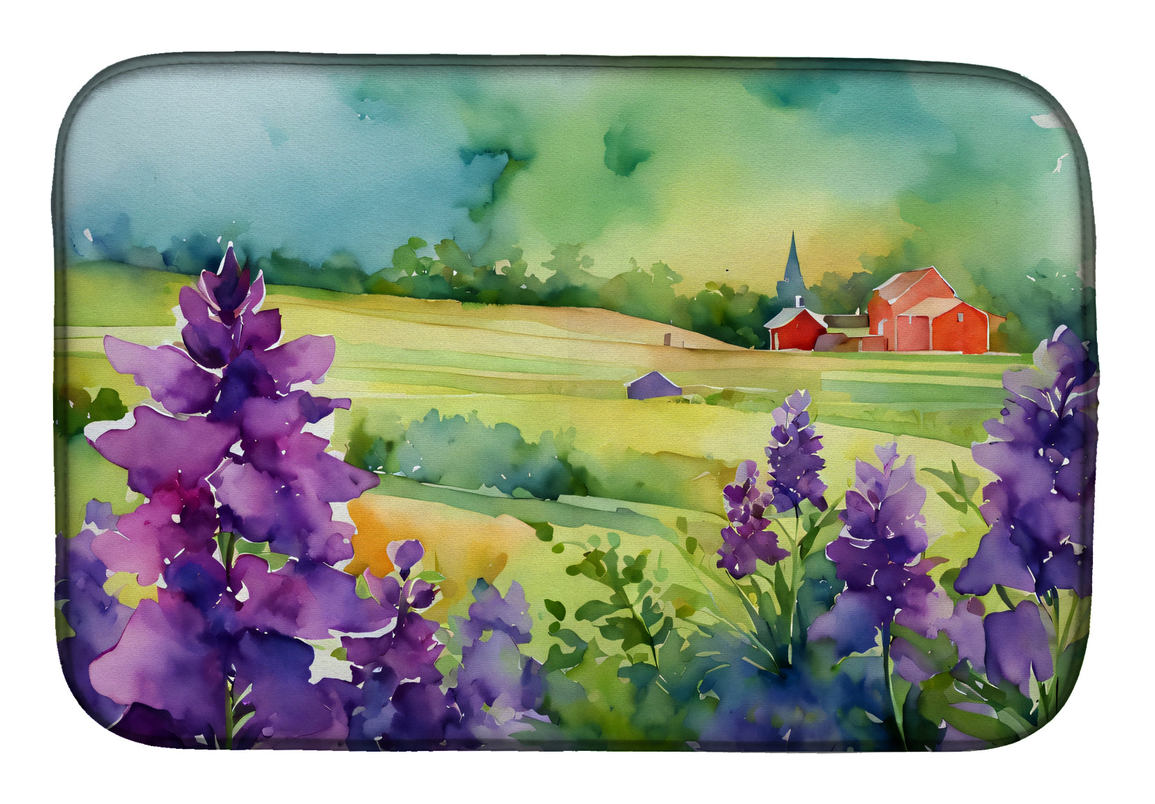 Caroline's Treasures New Jersey Violet in Watercolor Dish Drying Mat