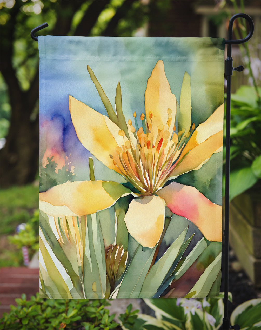 New Mexico Yucca Flower in Watercolor Garden Flag