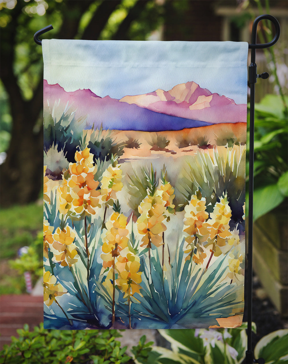 New Mexico Yucca Flower in Watercolor Garden Flag