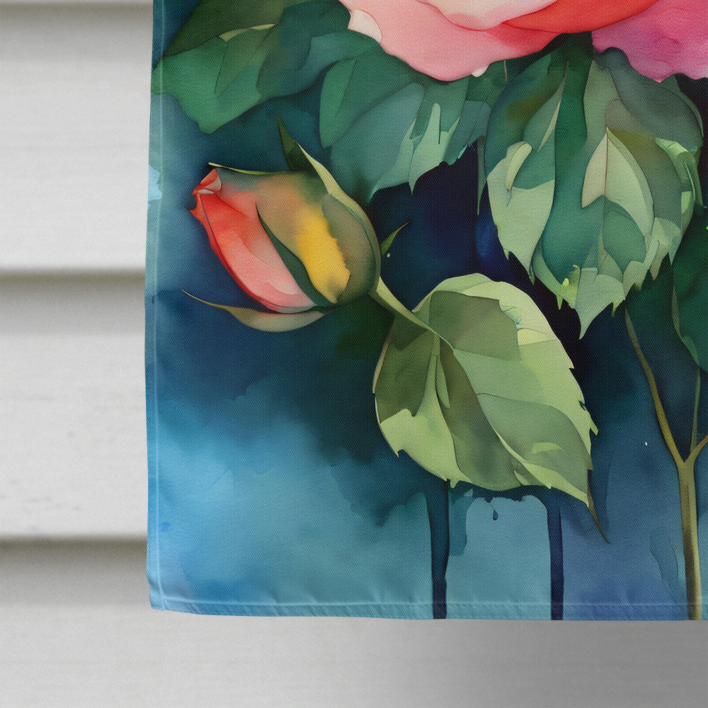 New York Roses in Watercolor House Flag