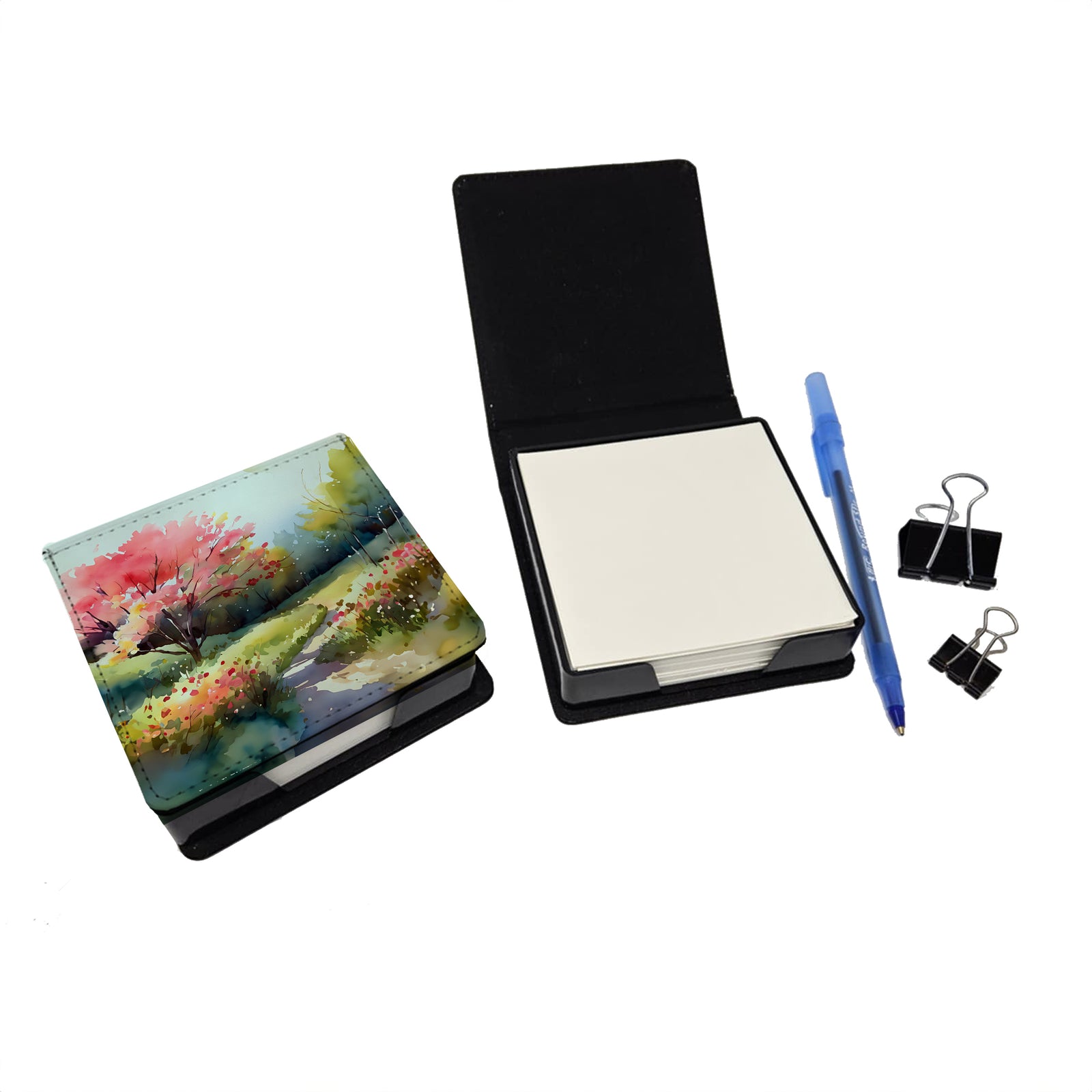 Caroline's Treasures North Carolina Dogwoods in Watercolor PU Leather Note Paper Holder