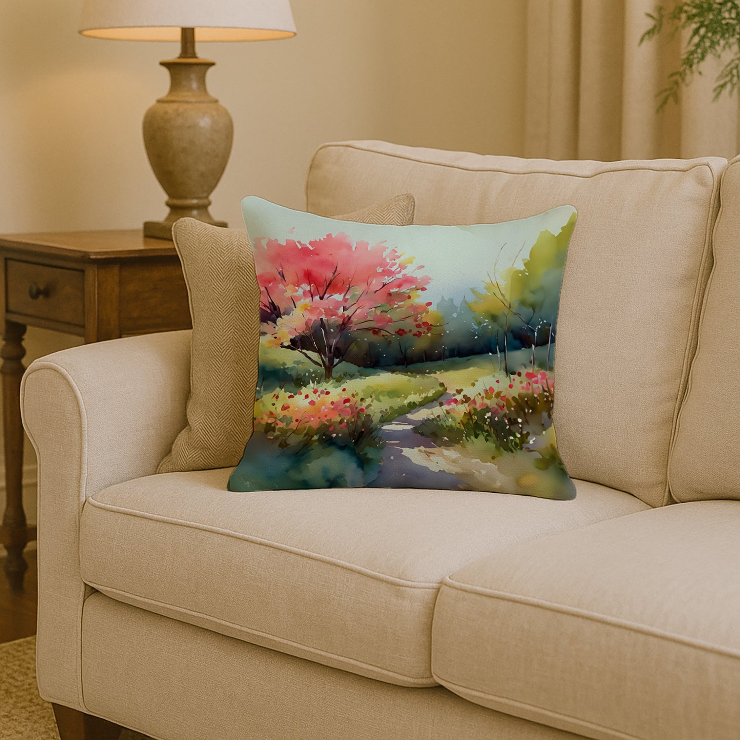 Caroline's Treasures North Carolina Dogwoods in Watercolor Throw Pillow