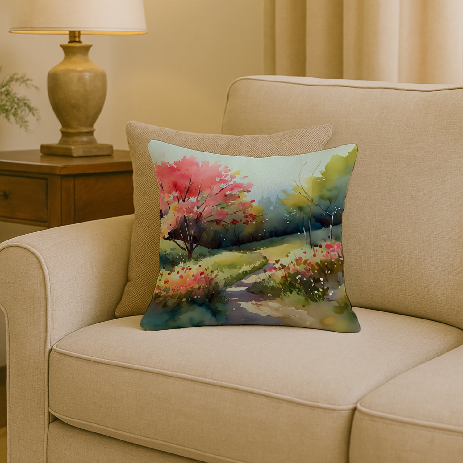 Caroline's Treasures North Carolina Dogwoods in Watercolor Throw Pillow