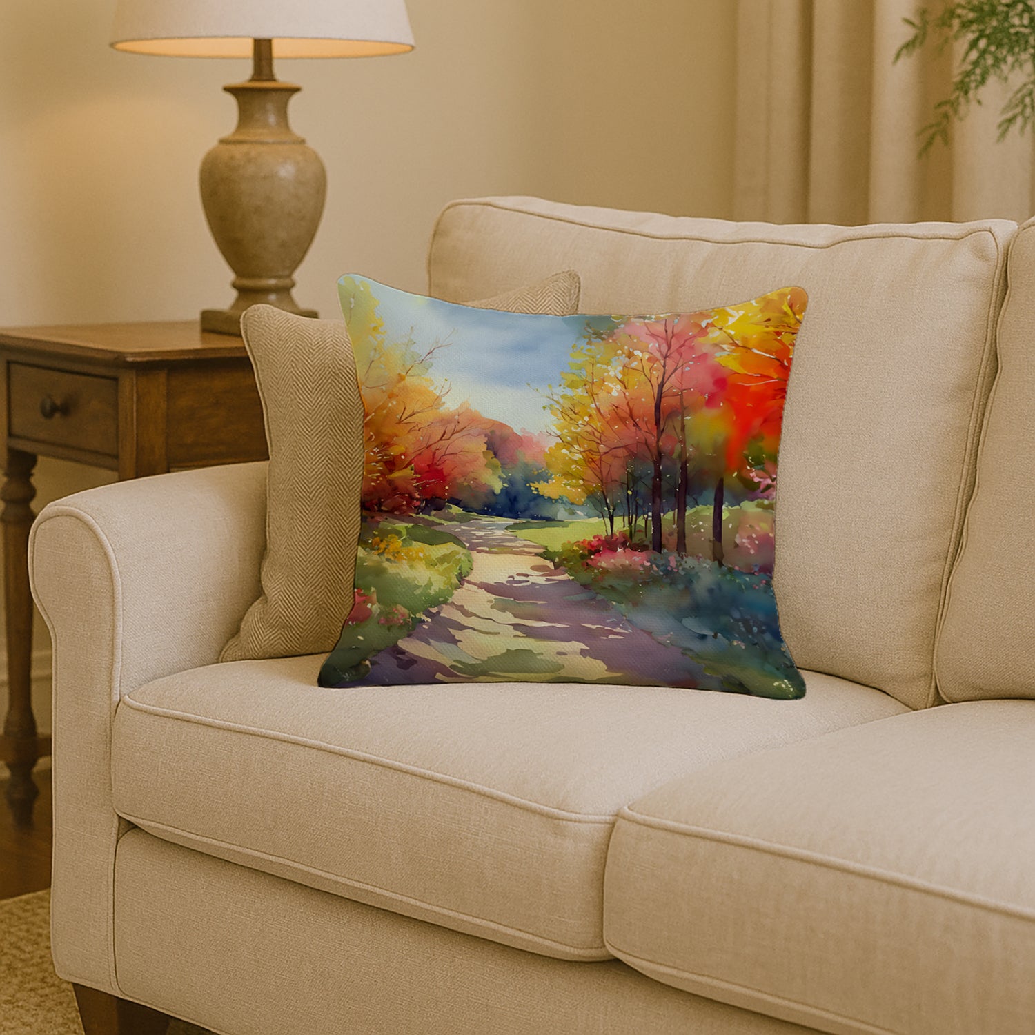 Caroline's Treasures North Carolina Dogwoods in Watercolor Throw Pillow