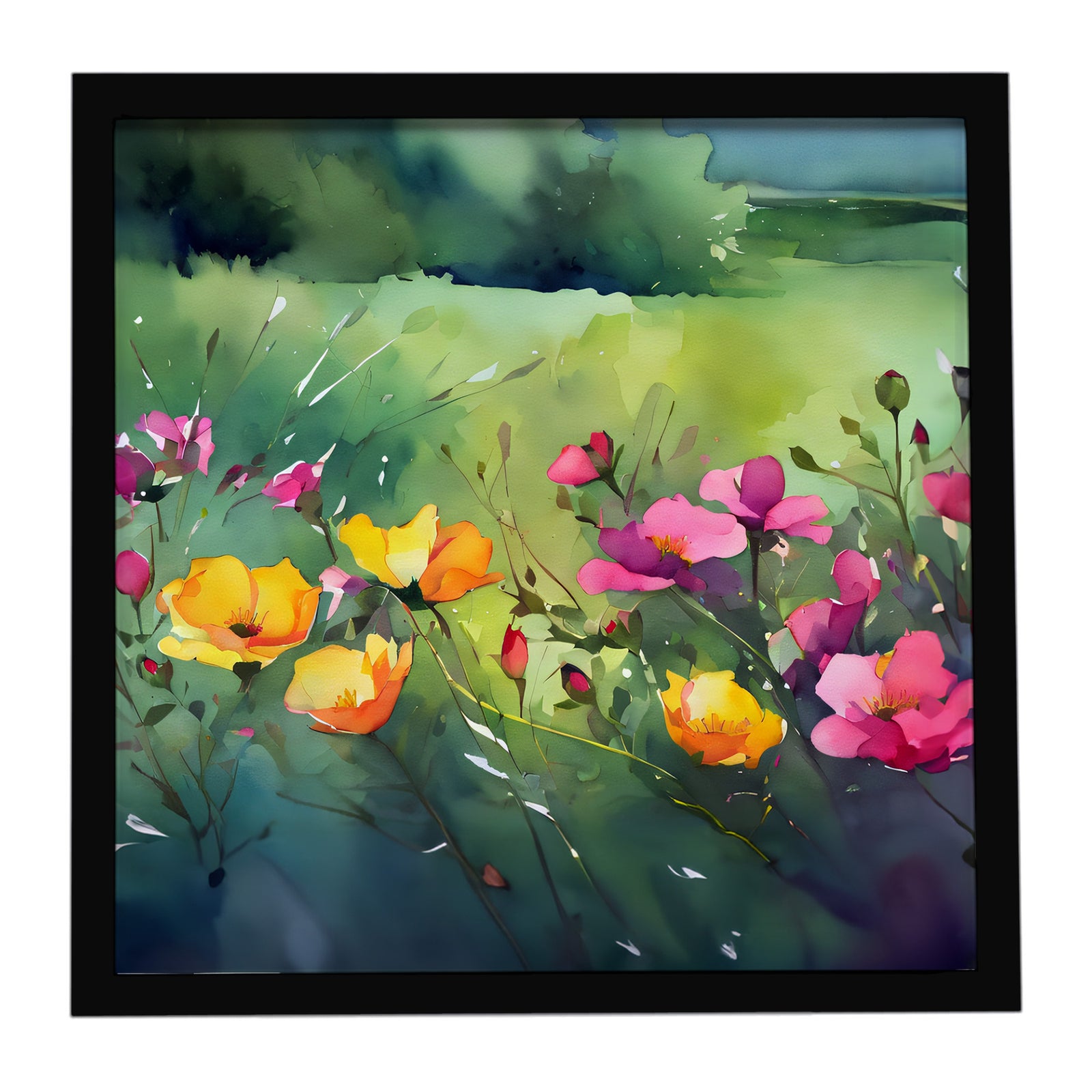 Caroline's Treasures North Dakota Wild Prairie Roses in Watercolor Framed Metal Print