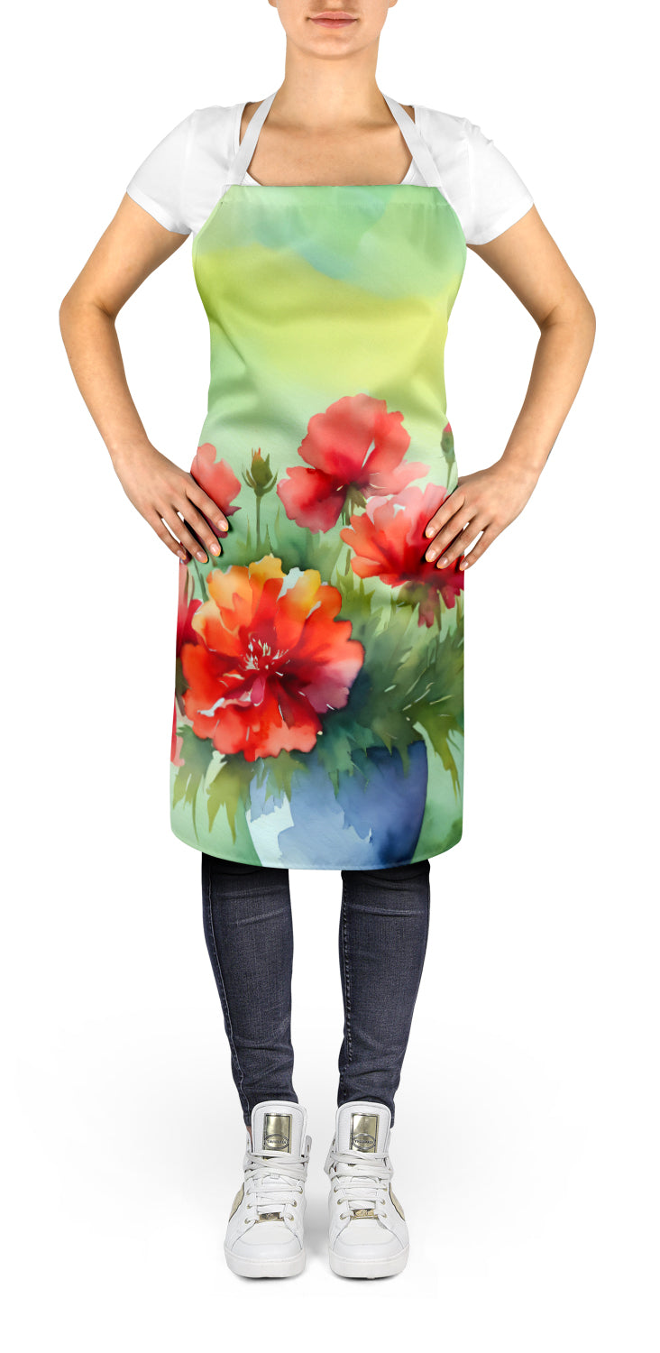 Ohio Scarlet Carnations in Watercolor Apron