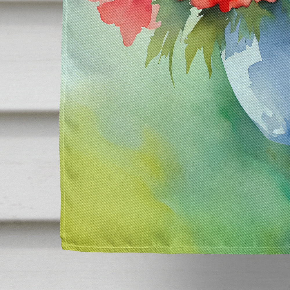 Ohio Scarlet Carnations in Watercolor House Flag