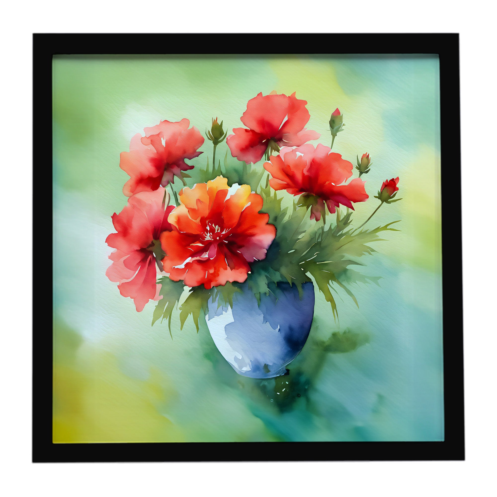 Caroline's Treasures Ohio Scarlet Carnations in Watercolor Framed Metal Print