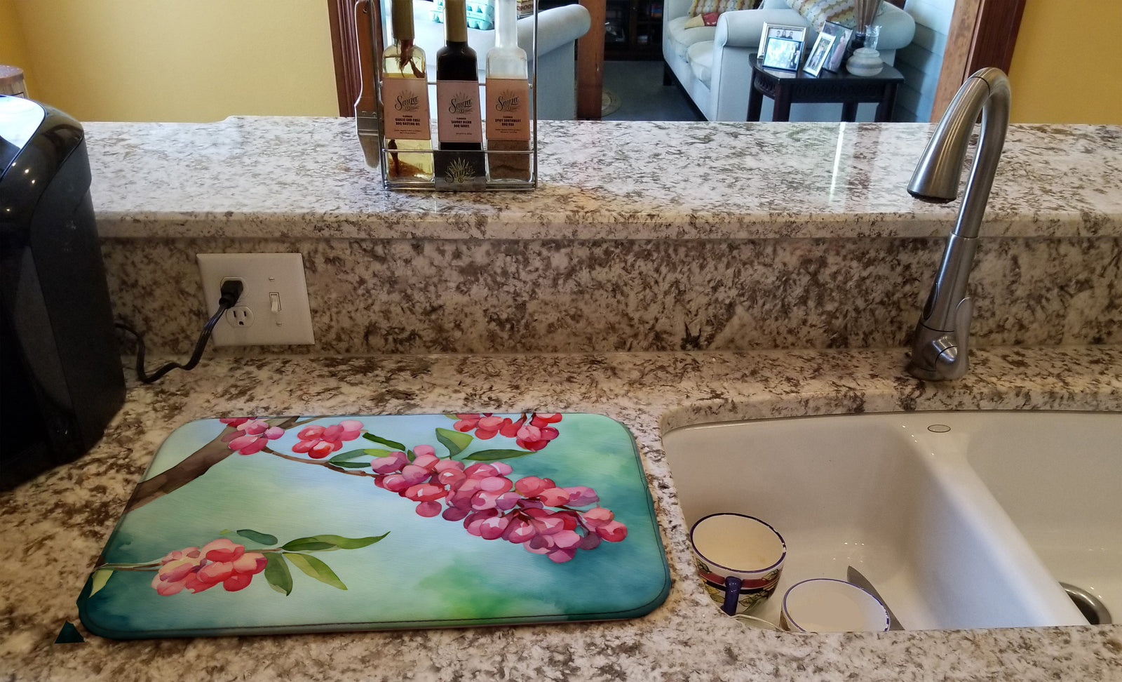 Caroline's Treasures Pennsylvania Mountain Laurels in Watercolor Dish Drying Mat