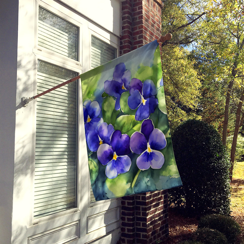 Caroline's Treasures Rhode Island Violets in Watercolor House Flag