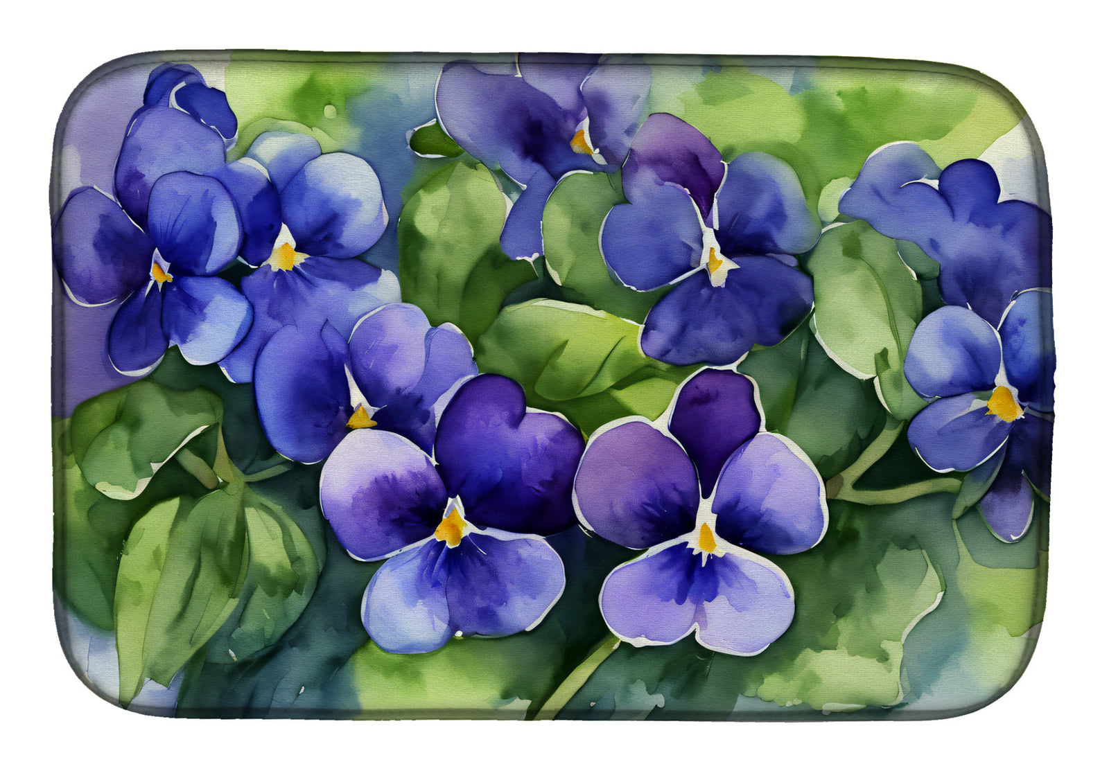 Caroline's Treasures Rhode Island Violets in Watercolor Dish Drying Mat