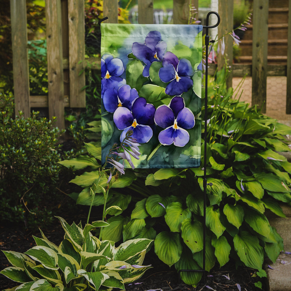 Rhode Island Violets in Watercolor Garden Flag
