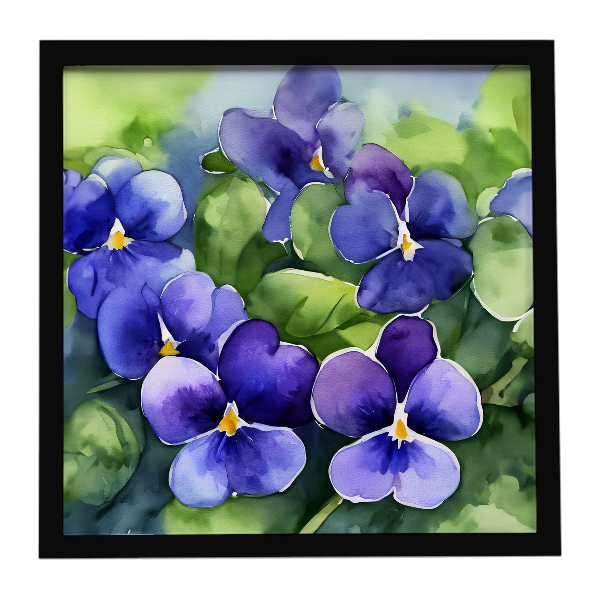 Caroline's Treasures Rhode Island Violets in Watercolor Framed Metal Print
