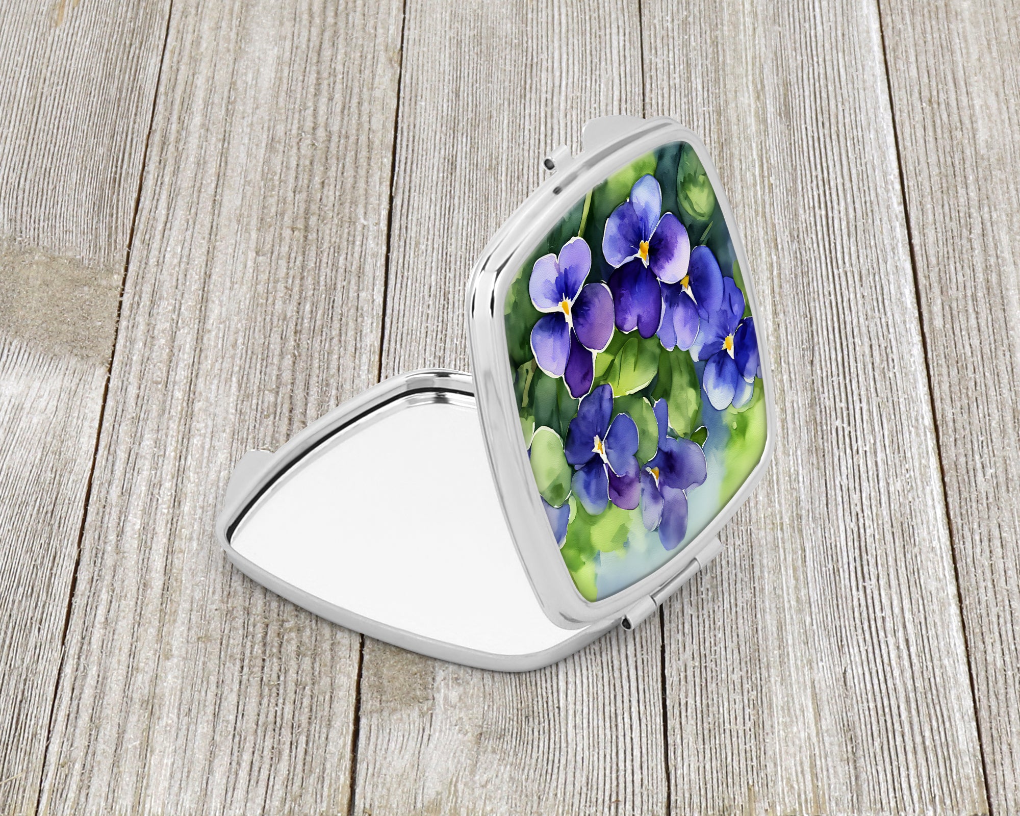 Caroline's Treasures Rhode Island Violets in Watercolor Compact Mirror