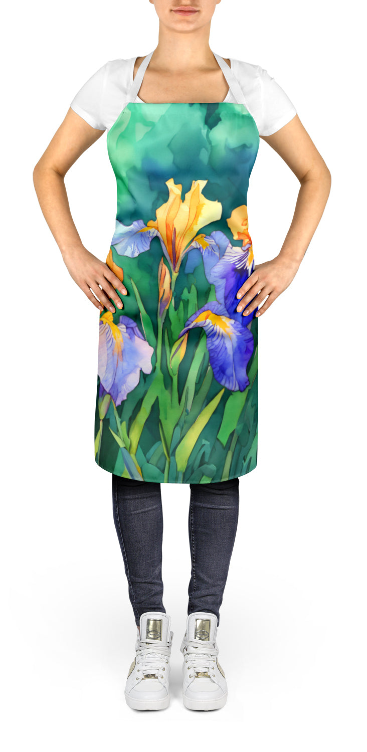Caroline's Treasures Tennessee Iris in Watercolor Apron – Artist-Designed Kitchen, BBQ & Craft Apron