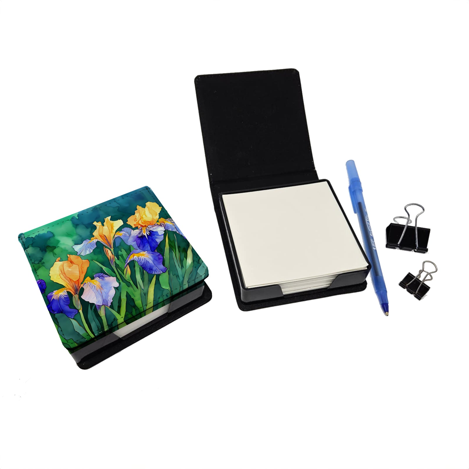 Caroline's Treasures Tennessee Iris in Watercolor PU Leather Note Paper Holder