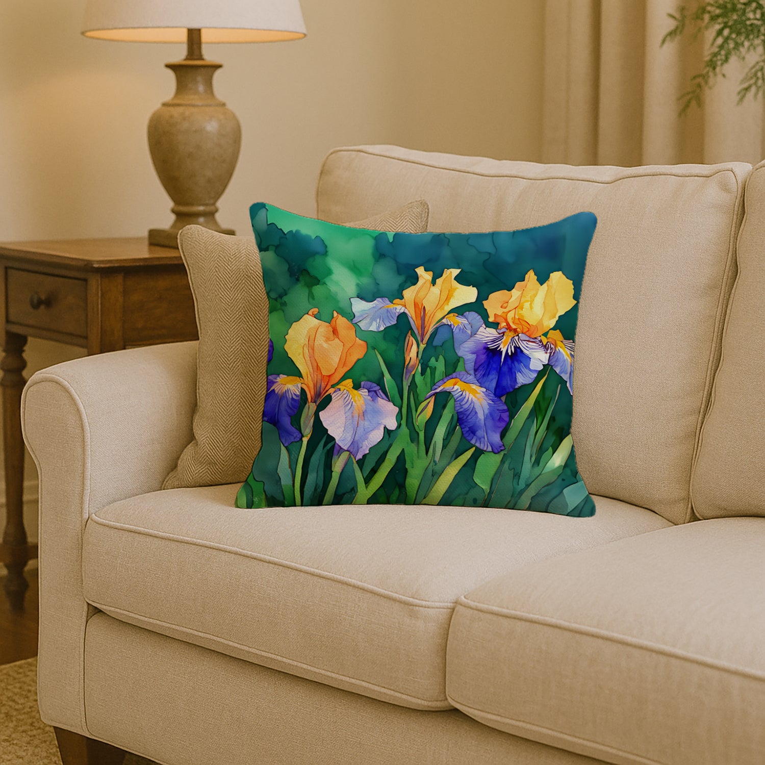 Caroline's Treasures Tennessee Iris in Watercolor Throw Pillow