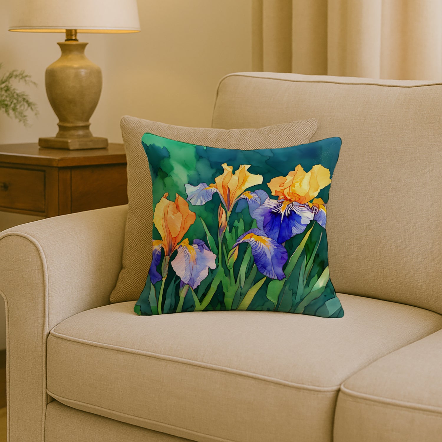 Caroline's Treasures Tennessee Iris in Watercolor Throw Pillow