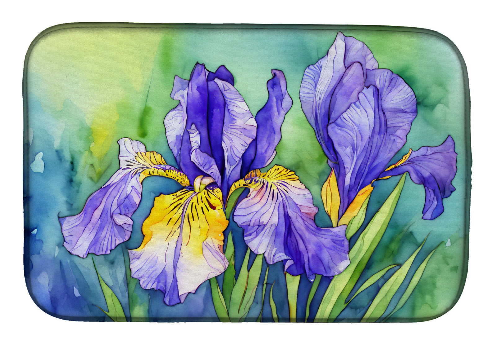 Caroline's Treasures Tennessee Iris in Watercolor Dish Drying Mat